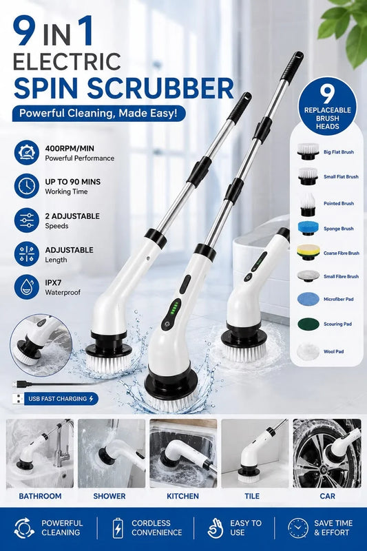 9-in-1 Electric Spin Scrubber with 9 Heads