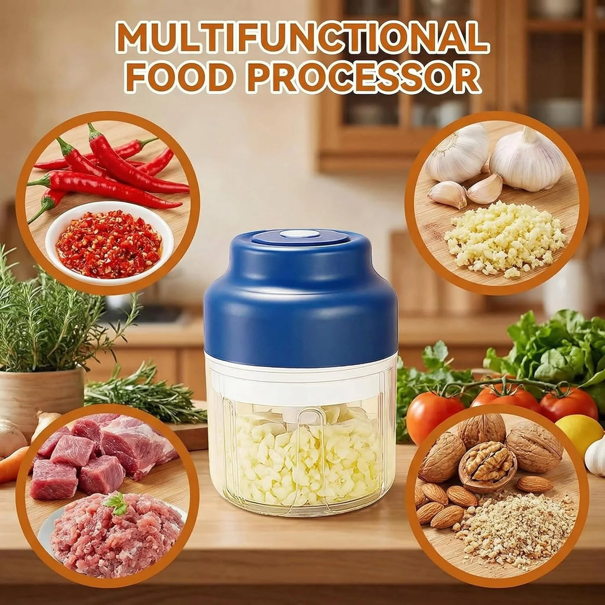 Mini Electric Food Chopper | One-Touch Kitchen Cutter